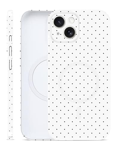 Aitipy Magnetic Polka Dot Phone Case for iPhone 14, Compatible with MagSafe, Cute Polka Dots Fashion Aesthetic Soft TPU Slim Shockproof Protective Phone Cover for Women Girls-White - Image 1