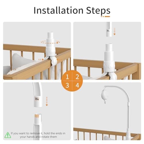 FEISIKE Baby Crib Mobile Arm with Music Box Spin Motor,23 Inch,Volume Control,3 Modes(Turn & Music,Turn Only, Music Only),Nursery Decor Hanger,Holder for DIY Clamp Mobile,35 Lullabies,30 Min Auto-Off - Thumbnail 3