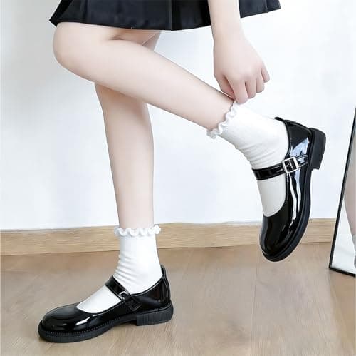 FYC 6 Pairs of Ruffle Socks Women, Cute Lace Ruffle Ankle Socks, Soft Breathable Socks for Daily Wear - Thumbnail 3