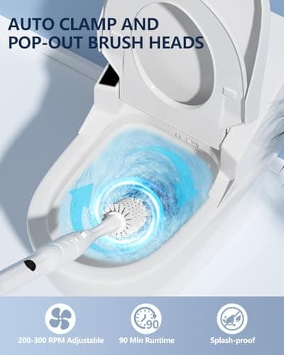 Electric Toilet Brush and Holder Set, Leebein 8 in 1 Electric Toilet Bowl Cleaning Kit with 8 Replaceable Brushes, Hard Nylon Brush and Soft Silicone Brush, 6 Refills Disposable Cleaner Brush - Thumbnail 2