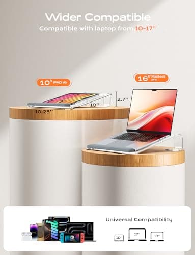 LOXP Acrylic Laptop Stand for Desk, Laptop Stand with Wrist Support, Ergonomic Detachable Laptop Riser, Acrylic Protable, Computer Stand for MacBook Air Pro, HP, Dell, XPS, HP (10-17") Laptops - Thumbnail 6
