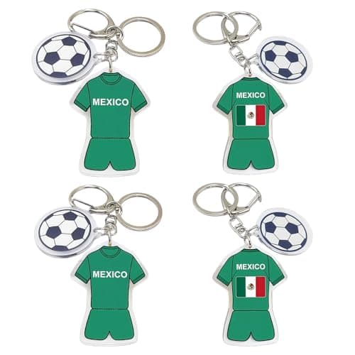 Azheeuiy 2026 World Cup Soccer Keychain,Football Ball Key Chain for Sport Soccer Fan Gifts & Party Favors,Suitable for Keys, Gym Bags & Backpacks(4PCS) (Mexico) - Image 1