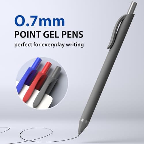 inkipen 24 Pcs Gel Pens,Black ink Pens,(0.7 mm) Fine Point Pen,Retractable Smooth Writing Pens for Journal,School Office Supplies - Thumbnail 3
