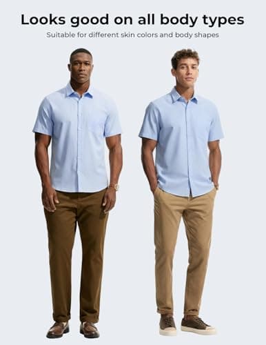 PJ PAUL JONES Mens Shirt Short Sleeve Business Casual Shirts Slim Fit Button Down Dress Shirt Deep Blue - Thumbnail 6