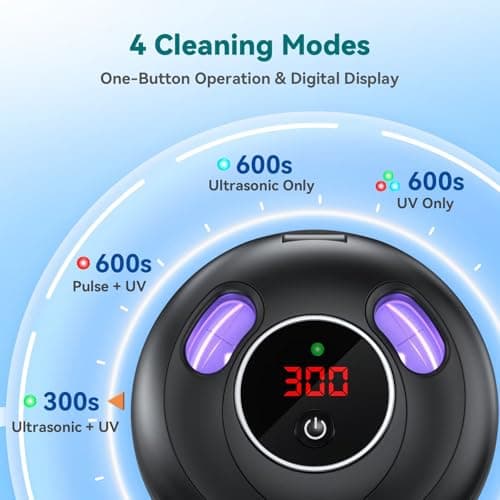 Dental Ultrasonic Retainer Cleaner Machine - 45kHz Dental Cleaning Pod with 4 Modes, Digital Timer & 200ML Capacity for Denture, Mouth Guard, Aligner, Night Guard, Braces, Toothbrush Head & Jewelry - Thumbnail 5