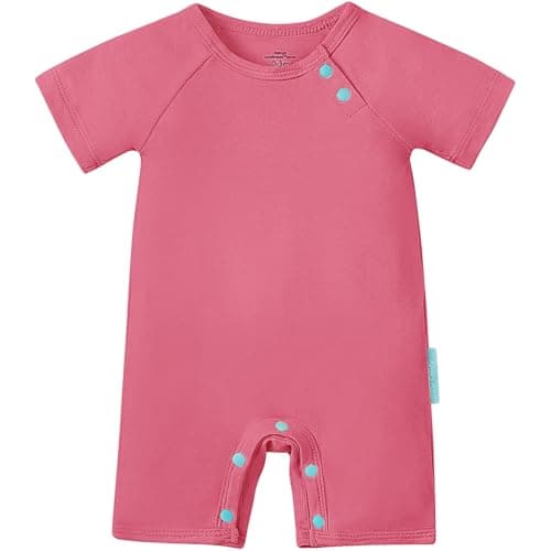 PurComfy SuperSoft Short Sleeve Baby Romper, Unisex Bamboo Viscose One-piece Summer Pajamas, Boy Girl Footless Jumpsuit Snap Closure - Image 1