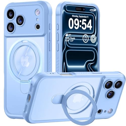 MOCCA Design for iPhone 17 Pro Case, Compatible with Magsafe [Premium Invisible Magnetic Ring Stand] [Military Drop Protection] Full Camera Guard Translucent Matte Slim Phone Cover 6.3",Light Blue - Image 1