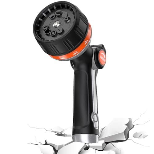 VOXON Garden Hose Nozzle Heavy Duty - Metal Water Hose Sprayer with Thumb Flow Control | On/Off Valve, 10 Spray Patterns, High Pressure Nozzle Sprayer for Outdoor Lawn/Plant Watering, Car/Pet Washing - Image 1