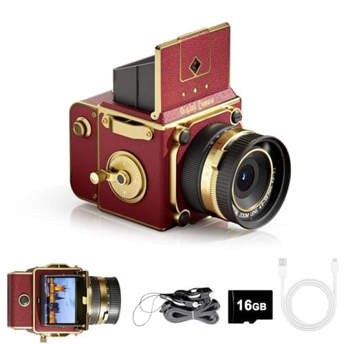 Vintage Digital Camera, 64MP 2.7K Retro Point and Shoot Camera with Autofocus, 2" IPS Waist-Level Screen & 16GB TF Card, 16X Zoom Compact Photography Camera for Beginners Kids Teens, Butterfly Door - Image 1