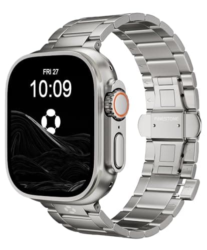 FiNESTONE CRNS03-PRO Titanium Band for Apple Watch Ultra 3/2/1 49mm & Series 11/10 46mm, Grade 5 Titanium Ultra Band for Men With Secure Butterfly Clasp, Tool Free & Anti-Scratch iWatch Metal Strap Pure Titanium - Image 1