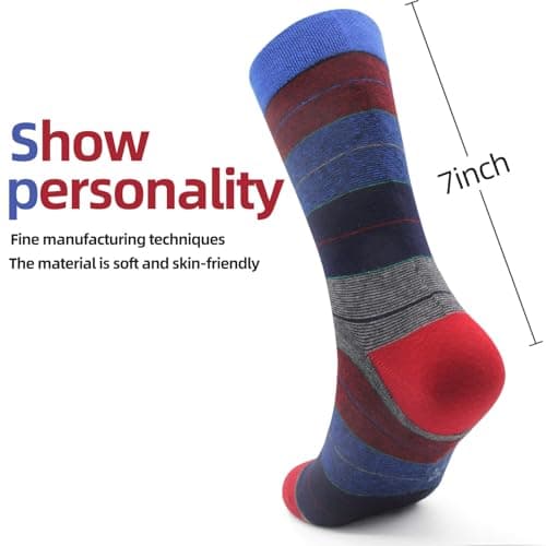 NKMOOS Thin Bule Red Striped Socks Women Cotton,Vintage Bule Grey Women's Crew Socks Size 7-9,Fashion Soft Cozy Casual Everyday Breathable Business Work Gifts for Women Sock for Trouser 3 Pairs - Thumbnail 5