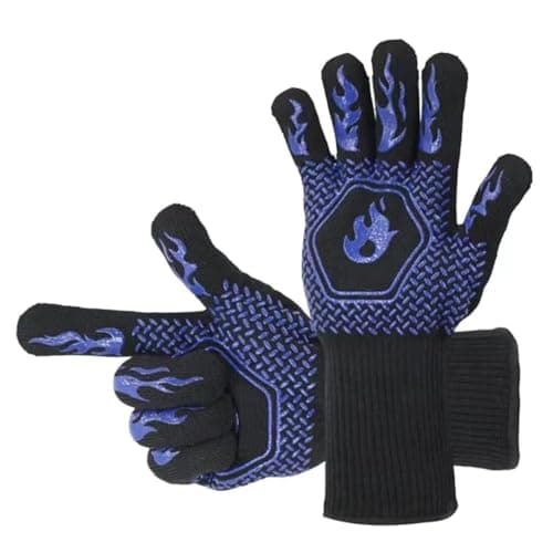 HFLYJPYW BBQ Grill Gloves Heat Resistant 1472℉ High Temp Resistance Fireproof Glove for Grilling Smoking Barbecue Washable Long Oven Extreme Hot Proof Mittens for Kitchen Baking (Blue) - Image 1