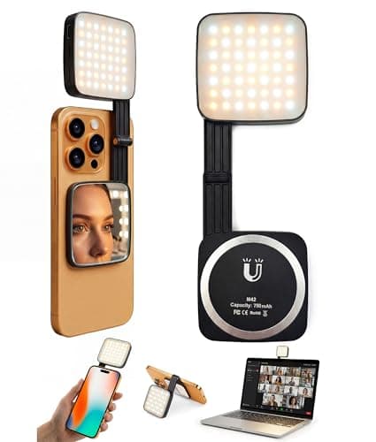 LOUERN Magnetic Dual-Sided Selfie Light Compatible with MagSafe iPhone, 42LEDs per Side, CRI95+ Rechargeable Portable & Foldable Phone Light with Mirror for TikTok, Vlogging, Zoom Calls, Photography - Image 1