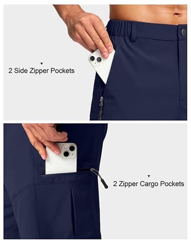 Pudolla Men's Hiking Cargo Shorts Lightweight 7" Travel Casual Shorts for Men Golf Work Outdoor with 5 Zipper Pockets(Navy X-Large) - Thumbnail 4
