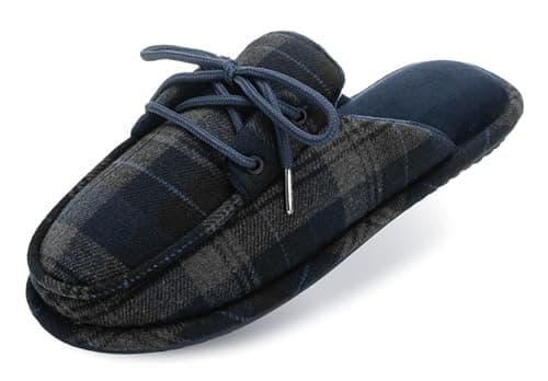 GOEWY Men's Loafers Slippers Memory Foam Warm Slip On Non-Slip Indoor Outdoor Fuzzy House Shoes with Tie Gifts for Men Him Dad - Image 1