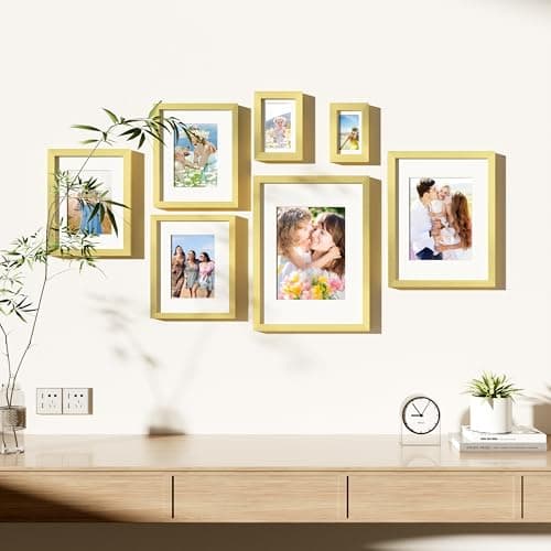 decorUhome 8.5 by 11 Picture Frame Set of 10, Display Photos 6x8 with Mat or 8.5x11 Unmatted for Picture Frames Collage Wall Decor, Gold - Thumbnail 5