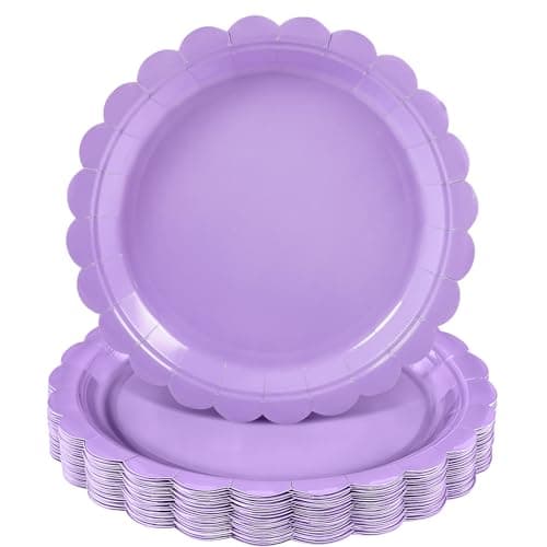 NatNarr 30 Pcs Lavender Plates 9 Inch Disposable Scalloped Easter Plates Light Purple Birthday Plate Cute Dessert Party Plate for Easter, Wedding, Bridal Shower, Girls Birthday - Image 1