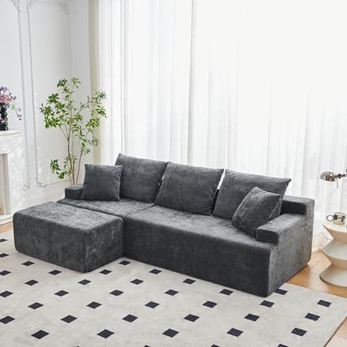 Ayovoch 90.6" Sectional Boneless Couches, Modern L-Shape Cloud Couch with Chaise, Memory Foam Modular Sectional Sofas for Living Room, Sofa in A Box, No Assembly Required (Gray, Left Facing Chaise) - Image 1