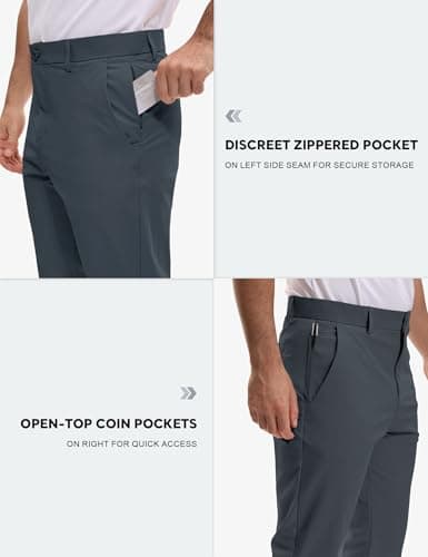 AOHIKE Men's Golf Pants Lightweight Stretch - Quick Dry Work Dress Pants Travel Slacks Casual Trousers, Grey - Thumbnail 4