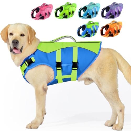 PETDSH Dog Life Jacket Large, High Flotation Dog Life Vest for Swimming Boating, Reflective Puppy Lifejacket with Superior Buoyancy and Rescue Handle, Adjustable Safety Dogs Floating Vests - Image 1