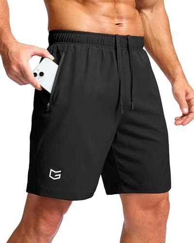 G Gradual Men's Athletic Running Shorts with Zipper Pockets Quick Dry 7"/ 5"/ 9" Workout Gym Shorts for Basketball Hiking(Black,7XL) - Image 1