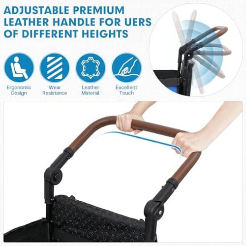 Libbipaw Dog Wagon for Medium & Large Dogs, Foldable All-Terrain Dog Stroller Wagon with Ramp, Adjustable Handle, One-Step Brake, Heavy Duty Pet Wagon (Blue) - Thumbnail 3