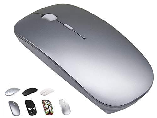 Bluetooth Wireless Mouse for MacBook Air Mac Pro Laptop Computer iPad Pad PC Laser Optical Rechargeable Mini Slim Silent Mouse Widely Used Desktop Hp iMac (Gray) - Image 1