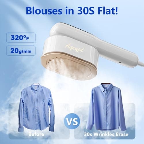 Steamer for Clothes, Travel Portable Handheld Turbo Steamer 5Mode Smart Display, 15s Heat-up Horizontal & Vertical Wrinkle Removal, Dual Function Wet/Dry Iron, Home Travel Use(PearlWhite) - Thumbnail 3