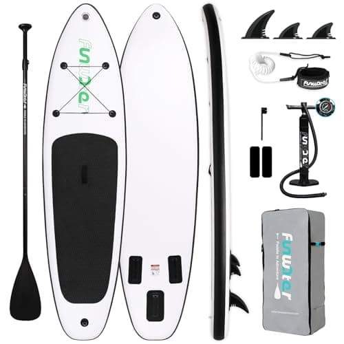 FunWater SUP Inflatable Stand Up Paddle Board 10'6×33"×6" Ultra-Light Inflatable Paddleboard with ISUP Accessories,Fins,Adjustable Paddle, Pump,Backpack, Leash - Image 1