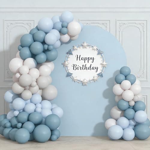 Dusty Blue Sand White Balloon Garland Arch Kit Light Blue White Balloons for Wedding Bridal Shower Gender Reveal Birthday Party Decorations - Thumbnail 5