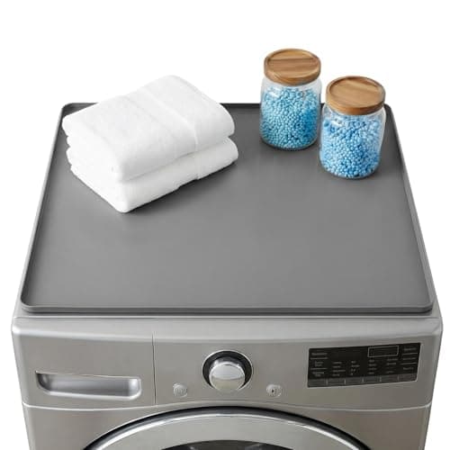 Washer and Dryer Top Protector Mat, 24in X 20in Anti-Slip Silicone Topper Cover with Raised Edge, Waterproof Washable Laundry Washer & Dryer Top Mat for Home, Laundry Room, (Grey) - Image 1