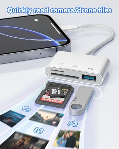 YOFEEPOP SD Card Reader, USB 3.0 Type C Memory Card Adapter, SD/TF Card Reader with USB 3 Port, SD Card Reader Compatible with iPhone 17/16/15, Pro/Air Android Phone Tablet - Thumbnail 3