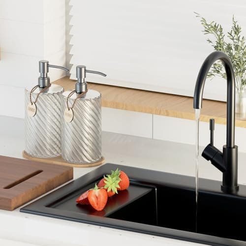 18Oz Spiral Stripe Soap Dispenser Set - Silver Stainless Steel Pump with Wood Tray, Refillable for Kitchen Sink & Bathroom Vanity, Dish Liquid & Hand Soap Storage Solution - Thumbnail 4