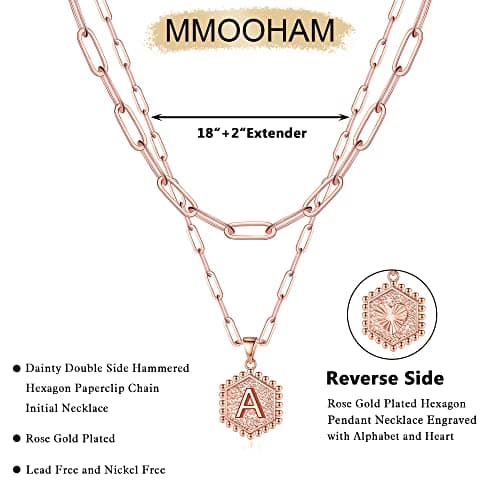 M MOOHAM Layered Initial Necklaces for Women - Cute Letter Initial L Necklace Choker Necklace Layered Necklaces for Women - Thumbnail 5