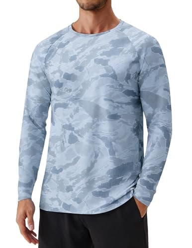 PINSPARK Mens Lightweight Gym Workout Tshirts UPF 50+ Swimming Shirts Long Sleeve Fishing Shirts UV Protection Hiking Shirt - Image 1