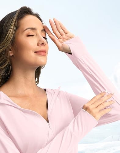 Soothfeel Women's UPF 50+ Swim Cover Up Sun Protection Hoodie SPF Lightweight Jacket Long Sleeve Beach Cover Ups for Women (cornus_Pink,XXXL) - Thumbnail 3