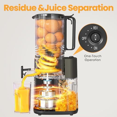 Cold Press Juicer, 5.5inch Wide Feed Chute Juicer Machine, Slow Masticating Juicer for Whole Vegetables & Fruits, Gray - Thumbnail 5