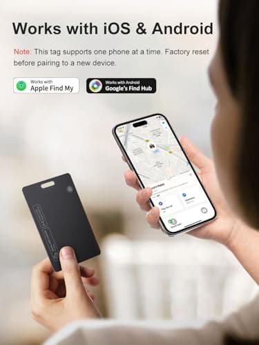 AI.QVOKA Wallet Tracker Card for Android & iOS, Find My Wallet Card for Luggage, Passports, Purses, Bags, Rechargeable Card Tracker Works with Apple Find My & Google's Find Hub (Black, 1 Pack) - Thumbnail 2
