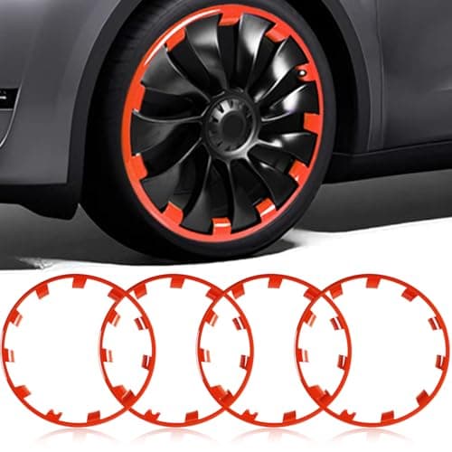 Wheel Rim Protect for Tesla Model Y 21" (2020-2024), Easy-Install Hubcaps Wheel Cover, Scratch-Resistant Car Tire Trim Rings, Stylish Design for Induction Wheels, Tangerine 4Pcs Model Y Accessories - Image 1