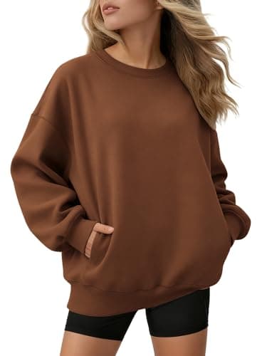 ATHMILE Womens Fall Fashion Oversized Sweatshirt Women Crewneck Fleece Long Sleeve Pullover Hoodies Outfits 2026 Clothes - Image 1