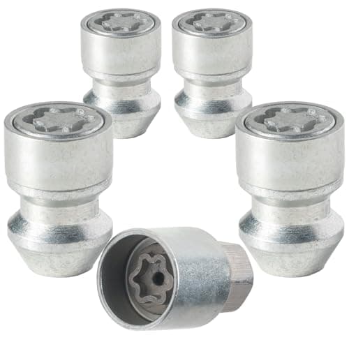 Farad Wheel-Locks Lug Nuts Suitable for Nissan Rogue (M12 X 1.25 Thread Size) - Set of 4 Lug Nuts + 1 Key Farad R1/E Galvanized Silver - Image 1