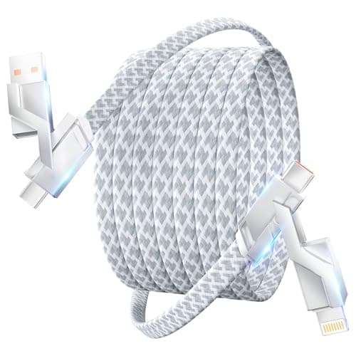 66W 4 in 1 Charging Cable,Fast Multi Charging Cable 5FT,USB C Cable Fast Charge&Data Transfer, Type C 66W 27W PD Multiple Charger Cord for iPhone16/15/14/13 Series/Phones/Pads/Laptop and More-Silver - Image 1
