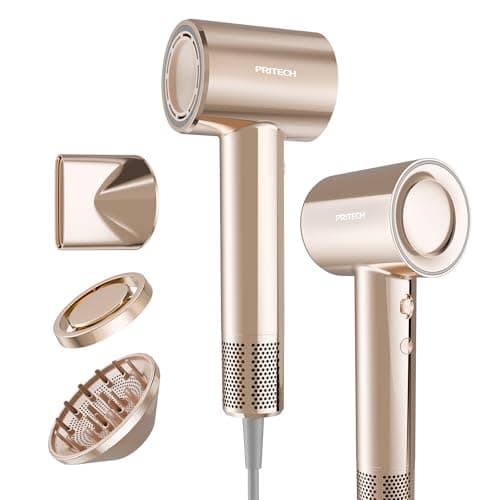 PRITECH High-Speed Ionic Hair Dryer with Diffuser,200M Negative Ions with Hair Oil-Infused Blowout Gilded Pro Blow Dryer,1500W Brushless Motor 5X Fast Dry,Low Noise, Lightweight for Travel Home Salon - Image 1