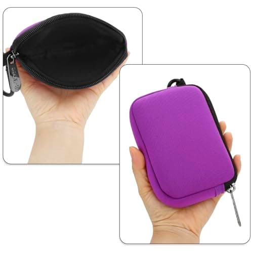 E-Tree Mini Neoprene Pouch Case for Phone Charger Airpods Cables Earphones MagSafe Power Adapter Keys Keychain Small Accessories Storage Organizer Tech Bag, Coin Purse Wallet, Zipper Pocket (Purple) - Thumbnail 6