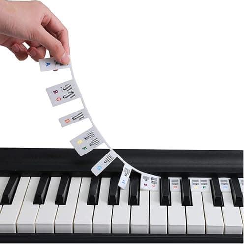 Piano Notes Guide Removable Silicone: 88 Key Full Size Piano Keyboard Note Labels for Beginner, Colored Music Key Stickers Alternative with Storage Box for Kids Adults Learning
