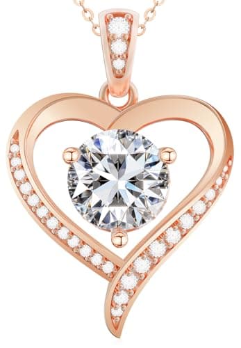 Valentines Day Gifts for Her - Heart Pendent Necklaces for Women, 1-3ct Moissanite Necklace with I love U Engraving - Anniversary Birthday Gifts for Wife, Girlfriend, Mother, 925 Silver Jewelry - Image 1