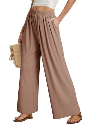 Dokotoo Pants for Women Trendy Casual 2026 Elastic Waist Wide Leg Pants Baggy Straight Women's Trouser Plus Size Pants for Women Trouser with Pockets - Image 1