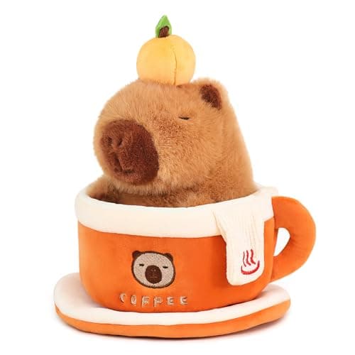 Ditucu Coffee Cup Capybara Plush 9 inch Cute Capibara Stuffed Animal Soft Plushies Toys Gifts for Kids Adults Brown - Image 1