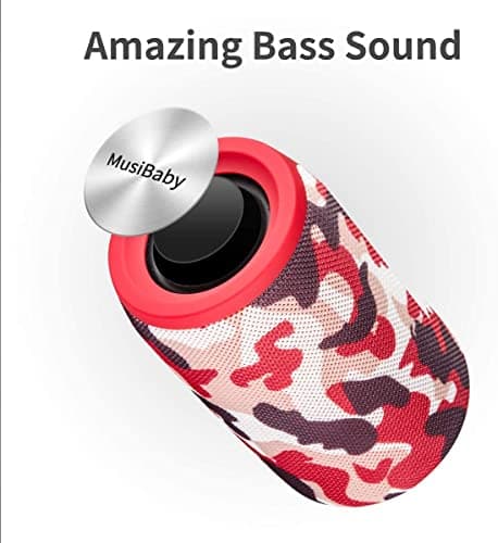 Musibaby Bluetooth Speaker Wireless Portable, IPX5 Waterproof Bluetooth Speakers with Dual Pairing, 24H Playtime, Rich Stereo Bass for Home, Travel, Party, Outdoor | Electronic Gifts (Camo Red) - Thumbnail 4