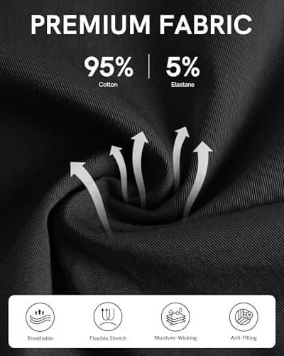 Ntrlv Men's Cotton Stretch Chino Shorts Elastic Waist Drawstring Casual Lightweight Summer Beach Short(XL Black) - Thumbnail 5